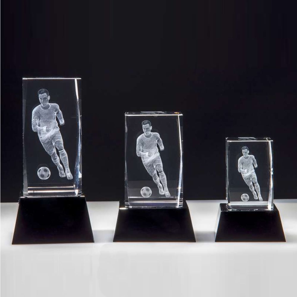 Bild von Fussball-Pokal 3D-Glas auf Sockel